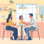 A couple enjoying a meal together at a cozy cafe, engaged in conversation and savoring the moment.